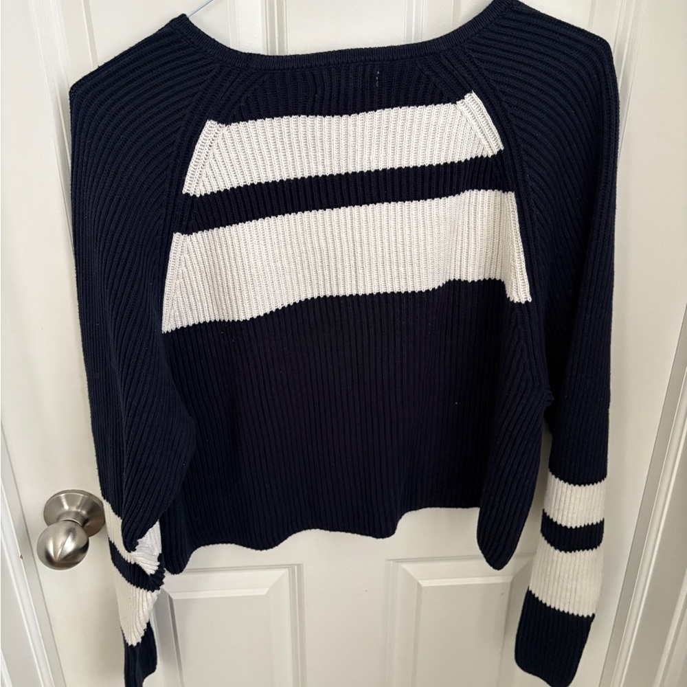 LA Hearts 100% Cotton Knit Striped Sweater in Navy - Picture 4 of 5